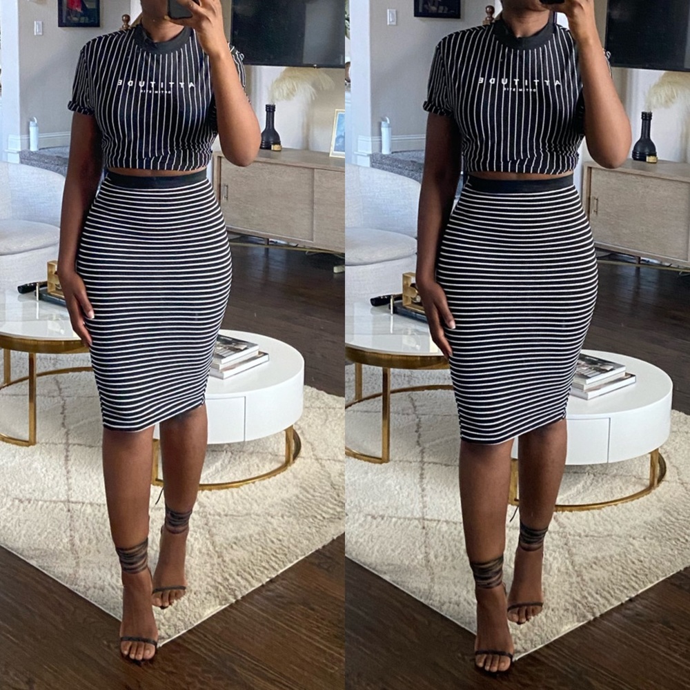 LAST CHANCE | River Island Striped Midi Skirt - Picture 2 of 3